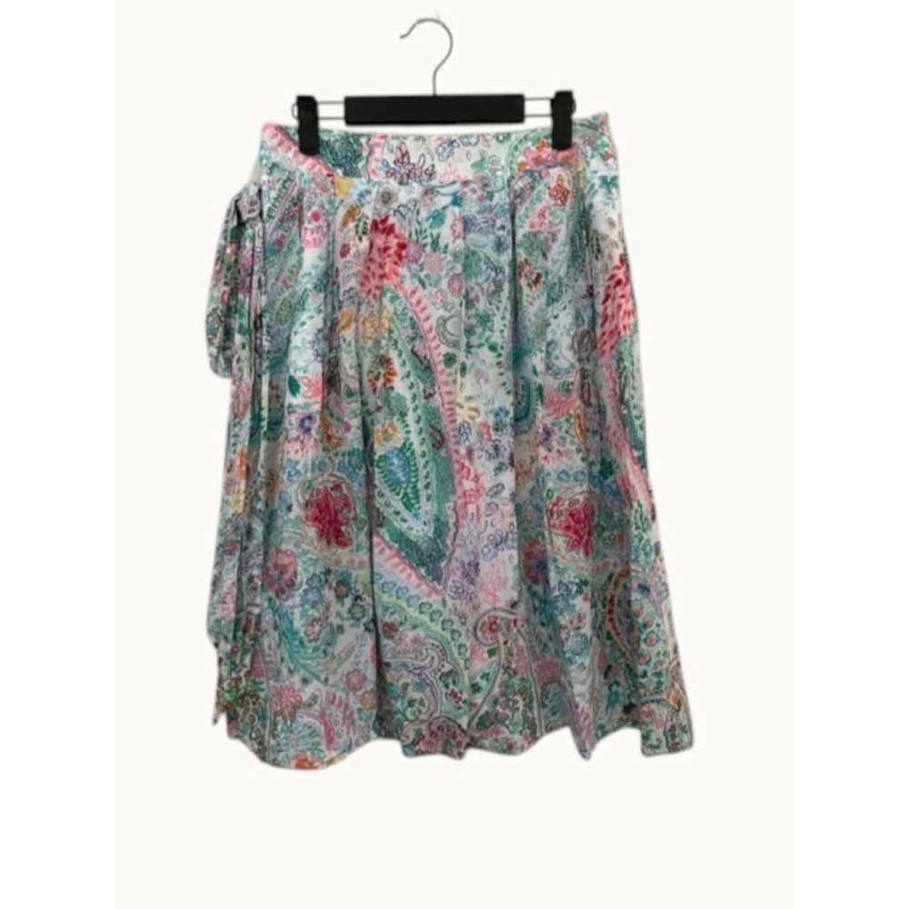 Talbots  Paisley Floral Pleated A-Line Skirt Cottagecore  Cotton Linen sz 6P